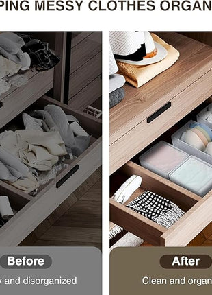 DIMJ Drawer Organizer Clothes, 18 Pack Dresser Organizer, Foldable Closet Organizers and Storage, Fabric Bins, Drawer Dividers for Nursery, Baby Clothes, Underwears, Sock (White)