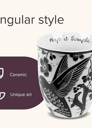 Karma Gifts 16 oz Black and White Boho Mug Hummingbird - Cute Coffee and Tea Mug - Ceramic Coffee Mugs for Women and Men, 1 Count (Pack of 1)