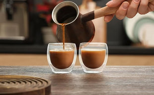 CNGLASS Double Wall Glass Espresso Cups 8.5 oz,Clear Insulated Glass Coffee Mug for Cappuccino,Tea,Set of 2