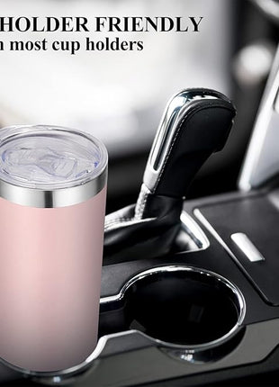 VEGOND Stainless Steel Skinny Tumbler, 20 oz Vacuum Insulated Tumbler with Lid and Straw, Double Wall Coffee Cup, Travel Mug for Cold Hot Drinks, Light Pink 1 Pack