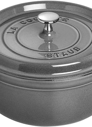 Staub Cast Iron Round Dutch Oven, Made in France, Graphite Grey, 4-qt, Serves 4-6 people