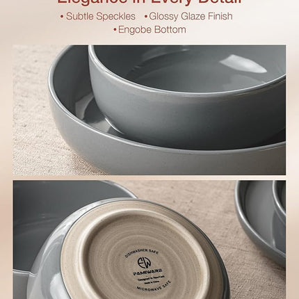 Famiware Milkyway Dinnerware Sets, 24 Piece Dish Set, Plates and Bowls Sets for 8, Dark Gray
