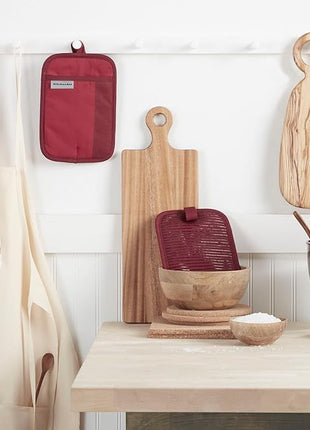 KitchenAid Beacon Two-Tone Non-Slip Pot Holder Set, Passion Red/Bordeaux, 7"x10", 2 Piece