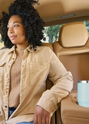 VEGOND 20 oz Tumbler with Handle Lid and Straw, Stainless Steel Insulated Travel Coffee Mug Spill Proof Double Wall Metal Tumbler Cup Keeps Drink Hot and Cold, Mint Green 1 Pack