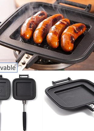 ] Grilled Sandwich Stovetop Panini Maker For Gas Fire, Hot Sandwich Maker Non-Stick Detachable Top and Bottom Pans, Made in Japan, for Home kitchen Breakfast Outdoors Camping 1.67 lb