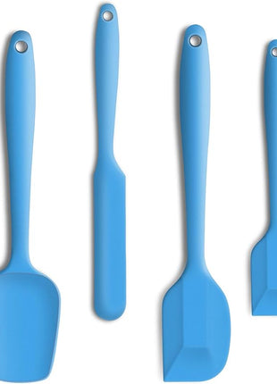 4 Piece Silicone Spatula Set, Flexible Heat Resistant Non-scratch Baking Cooking Rubber Spatulas with Stainless Steel Core, Blue