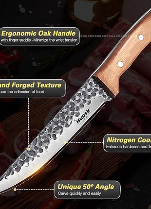 Huusk Knives from Japan, Boning Knife for Meat Cutting 6 inch, Butcher Knife for Brisket Trimming, Viking knife with Sheath, Full Tang Kitchen Utility Knife, Gift for Fathers
