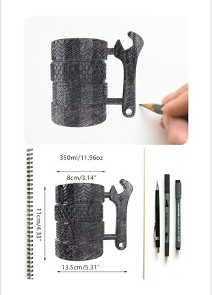 Tire Coffee Tea Mug Gift for Car Lovers Mechanics Car Enthusiasts Christmas Gifts for Man Birthday Gift