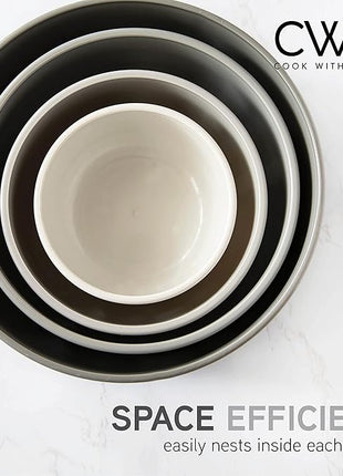 COOK WITH COLOR Prep Bowls with Lids- Wide and Deep Nesting Plastic Small Mixing Bowl Set with Lids, 8 Piece Set - Deep Bowls, Gray