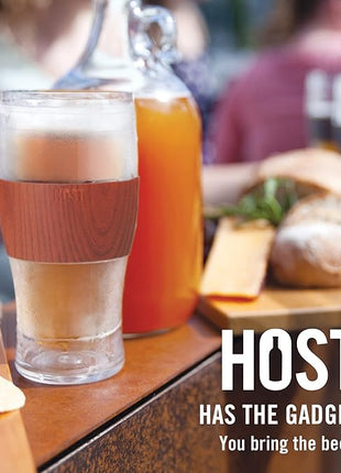 Host Freeze, Frozen Mugs, Freezable Pint Set, Beer Keep Your Drinks Cold, Double Walled Insulated Glasses, Tumbler for Iced Coffee, 16oz, Set of 2, Wood