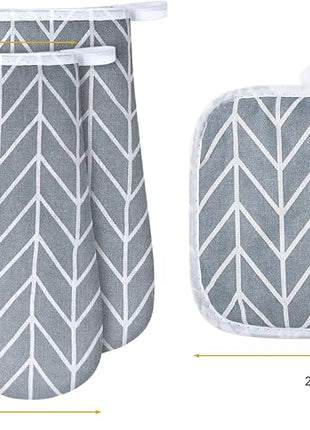 AUAUY Oven Mitts and Pot Holders 6PCS Set, 392°F Heat Resistant Cooking Gloves and Hot Pads Baking Mittens BBQ Gloves, Top Kitchen Gadgets, Non-Slip Kitchen Mittens for Oven Cooking Baking Grilling