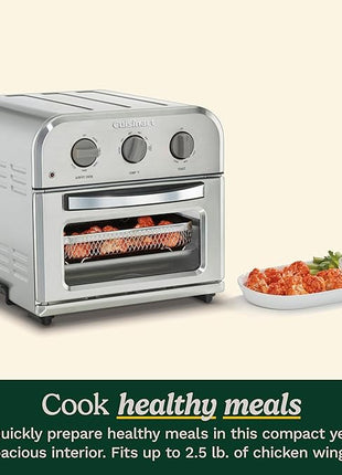 Cuisinart Compact Air Fryer Toaster Oven, Stainless Steel Fryer with 6-in-1 Functions, Adjustable Temperature, Includes Oven Rack, Baking Pan and Air Fry Basket, TOA-26