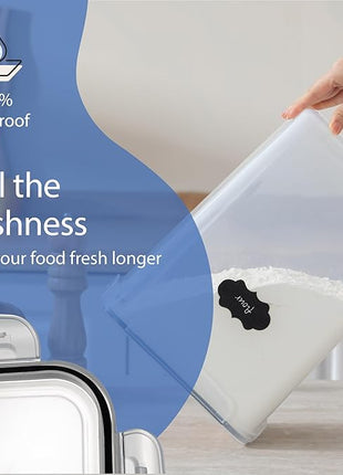 Chef's Path Airtight Food Storage Containers with Measuring Cups, Set of 2, 9.5L, 320Oz, Spacious, Leakproof Design Pantry Canisters for Flour, Sugar, and Bulk Food Storage - Transparent