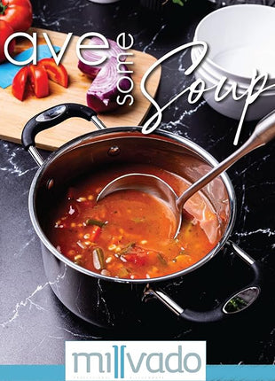 Soup Ladle, Stainless Steel Ladle, 15" Ladles for Serving or Cooking, Dishwasher Safe, Heavy Duty Durable Metal, Kitchen Ladel