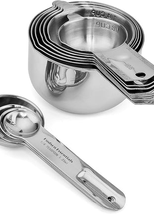 Hudson Essentials Stainless Steel Measuring Cups and Spoons Set - Stackable Set with Spout (11 Piece Set)