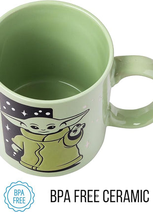 Silver Buffalo Star Wars Mandalorian Child Star Wars Wax Resist Ceramic Mug, 20 Ounces