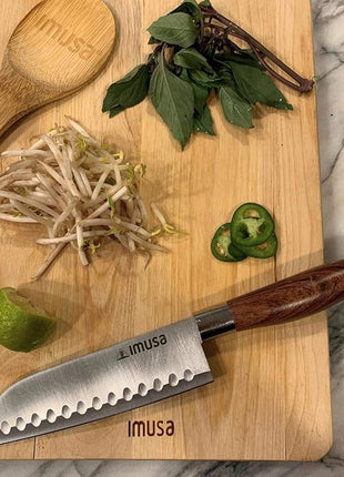 IMUSA 6in Chef WL Stainless Steel Santoku Knife with Wood Look Handle