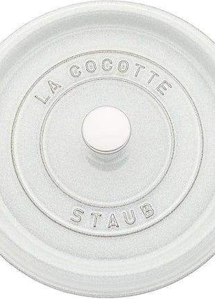 Staub Cast Iron 7-qt Round Cocotte - White Truffle, Made in France