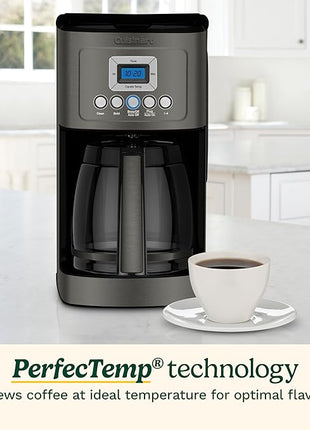 Cuisinart 14-Cup Coffee Maker, Programmable PerfecTemp Glass Carafe Coffee Machine with 1-4 Cup Setting, Brew Strength Control and Brew Pause, Stainless Steel, DCC-3200BKSNAS, Black