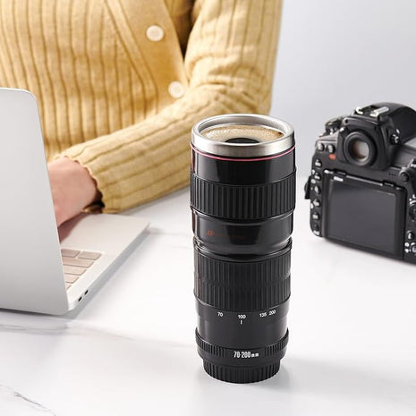Camera Lens Coffee Mug with Slider Lid - Perfect Photographer Gifts for Men and Women, Unique Gifts for Photography Enthusiasts and Shutterbug Friends!