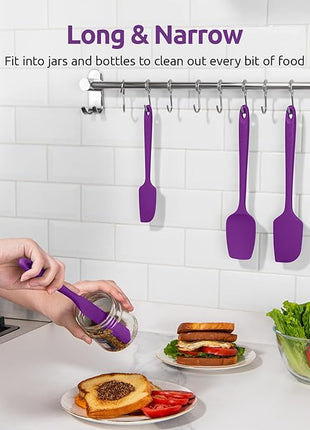 U-Taste Silicone Spatula Set: 600ºF High Heat Resistant, Seamless Food Grade Flexible Rubber Kitchen Cooking Mixing Baking Scraper for Nonstick Cookware Set of 3 (Purple)