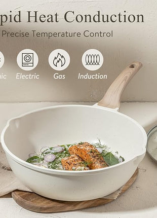 CAROTE Pots and Pans Set Nonstick, Cookware Set Induction Kitchen Cooking Set 26cs w/Frying Pans & Saucepans& Grill Pan