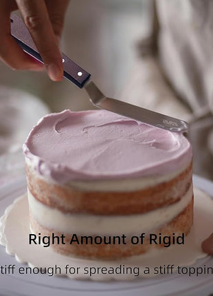 Cake Decorating Angled Icing Spatula Set of 6 8 & 10 Inch Wooden Handle Stainless Steel Offset Frosting Spatulas