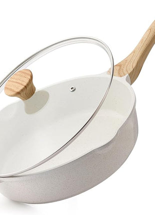 SENSARTE Nonstick Frying Pan Skillet with Lid 3.5/4.5/5QT, Ceramic Saute Pan,Deep Fring Pan Non-toxic Cooking Pot, Stay-cool Handle, Induction Compatible, PFAS Free