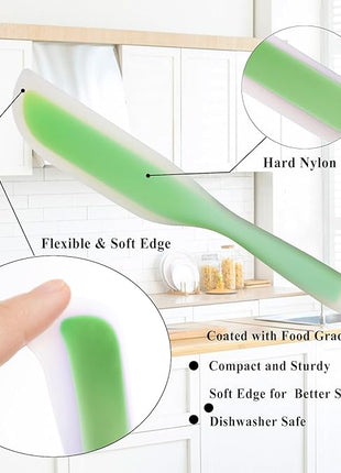 Nonstick Silicone Knife Shaped Flexible Kitchen Spatula Scraper Turner,Kitchen Cooking Utensils With Nylon Core (Mixed colors Set of 4)