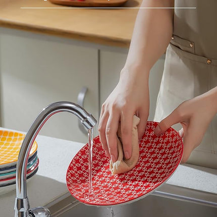 DOWAN 8.5" Salad Plates Set of 6, Ceramic Dessert Plate for Appetizer, Sushi, Microwave, Oven & Dishwasher Safe, Colorful Design Perfect for Party, Wedding, Birthday, Mothers Day Gifts