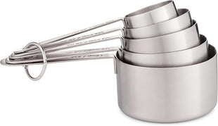 husMait Stainless Steel Measuring Cups - 5 Piece Heavy Duty Measuring Cup Set with Storage Ring