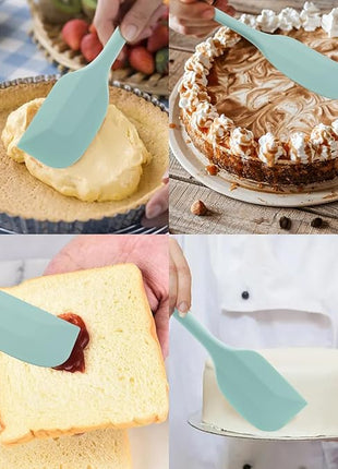 Silicone Spatulas Set, Rubber Spoon Spatula Heat Resistant Spoonula One Piece Design Seamless Spatula Non-Stick Scrapers Baking Mixing Tool (Light Green)