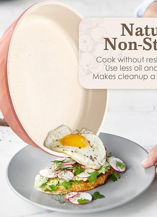 Frying Pans Non stick - 3 PCS Nonstick Frying Pan Set Omelette Pans for Cooking Set, Granite Skillet Set Kitchen Induction Cookware Chef's Pan Gift, 8", 9.5" &11", Coral Pink