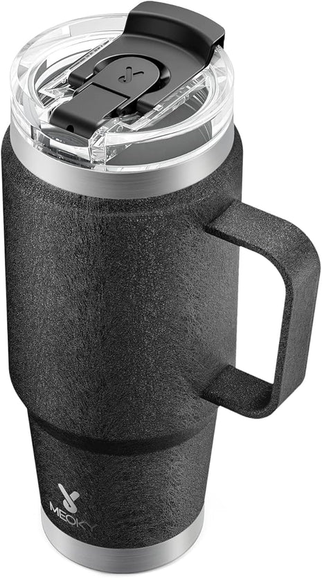 Meoky 32oz Tumbler with Handle, Stainless Steel Travel Mug with 2-in-1 Straw and Sip Lid, Vacuum Insulated Coffee Mug, 100% Leak Proof, Keeps Cold for 24 Hours or Hot for 8 Hours (Night)