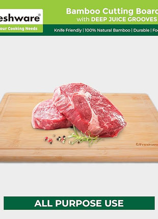 Freshware 20 Inch 2XL Bamboo Cutting Boards for Kitchen, Stove Top Butcher Block, Extra Large Wooden Carving Board for Meat, Veggies, Charcuterie Board with Deep Juice Grooves (2XL, 20x14")