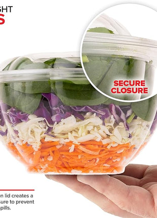 Stock Your Home 32oz Clear Plastic Salad Bowls with Lids Disposable (150 Pack) – Medium Takeout Containers with Snap-On Lids for Salads, Meal Prep, Acai Bowls, Fruit, To-Go Parties