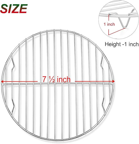 P&P CHEF Round Cooking Rack, 3 Pcs Stainless Steel Baking Cooling Steaming Grilling Rack, Fits Air Fryer/Stockpot/Pressure Cooker/Round Cake Pan, Oven & Dishwasher Safe (7.5 Inch)