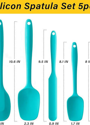 Silicone Spatula Set, 5 Piece Food Grade Rubber Spatulas for Baking, Cooking, and Mixing High Heat Resistant Non Stick Dishwasher Safe BPA-Free (Mint Green)