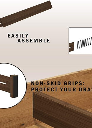 BAMEOS Drawer Divider,Expandable Bamboo Separators Adjustable Utensil Knife Fork Tool Kitchen Organizer, Clothes Fabric Drawer Organizer In Bathroom Bedroom Office, Cabinet Dresser Organizer 4-pack