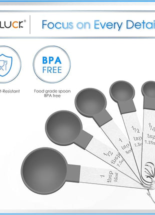 TILUCK Measuring Cups & Spoons Set, Stackable Cups and Spoons, Nesting Measure Cups with Stainless Steel Handle, Kitchen Gadgets for Cooking & Baking (Gray)