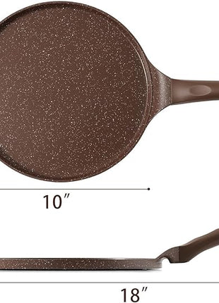 SENSARTE Nonstick Crepe Pan, Swiss Granite Coating Dosa Pan Pancake Flat Skillet Tawa Griddle 10-Inch with Stay-Cool Handle, Induction Compatible (Toffee Brown)