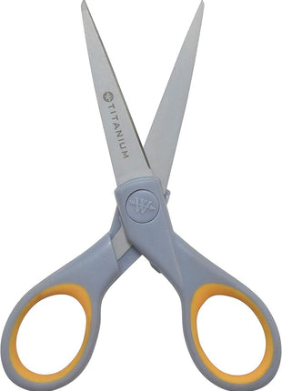 Westcott ‎13824 7” & 5” Pointed Titanium-Bonded Crafting Scissors with Soft Handles, Gray/Yellow (2 Pack)