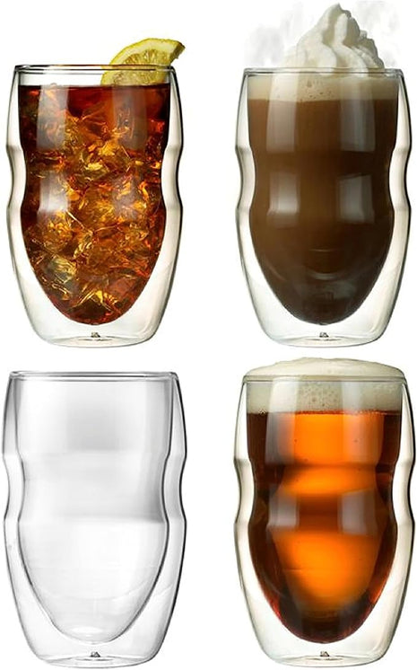 Ozeri Serafino Double Wall Insulated Beverage and Coffee Glasses, 8-Ounce, Set of 4