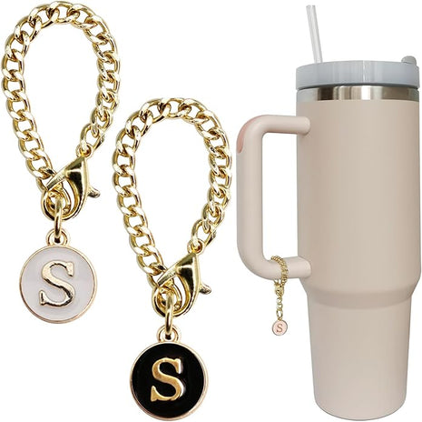 Letter Charm Accessories for Stanley Cup 2PCS Initial Name ID Personalized Handle Charm for Stanley Tumbler