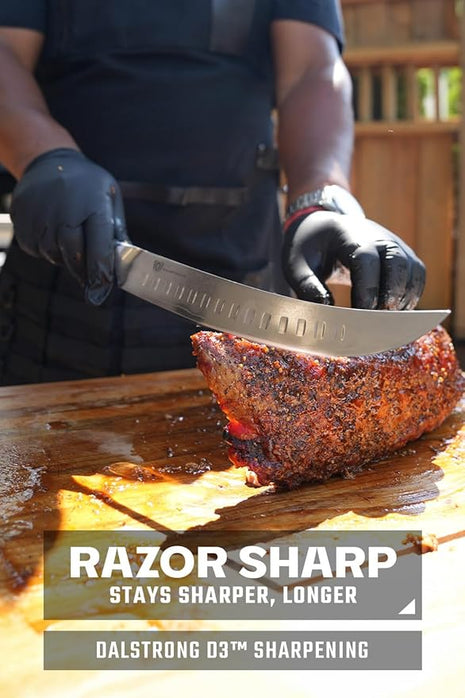 DALSTRONG Butcher Knife - 10 inch - Shogun Series ELITE - Japanese AUS-10V Super Steel - G10 Handle Cimitar Breaking Knife Gift - Vacuum Treated BBQ Brisket Knife - Sheath Included
