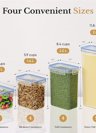 Airtight Food Storage Containers Set with Lids For Kitchen Organization 14 Pack - BPA Free Food Canisters With Labels, Marker & Spoon Set For Pantry Organization And Storage - Royal Blue