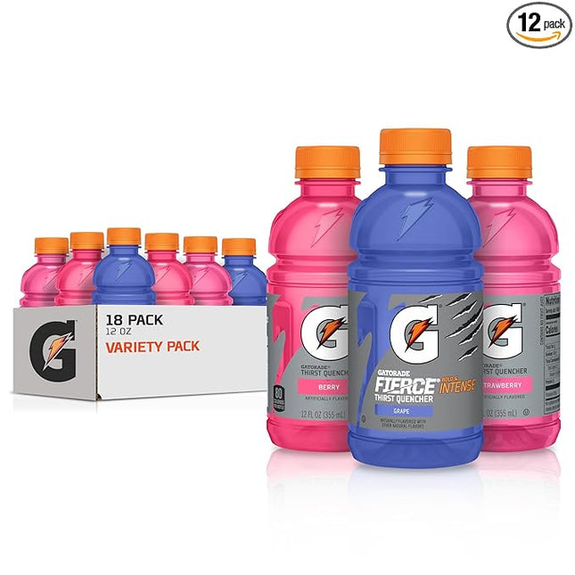 Gatorade Thirst Quencher, Grape Berry, Strawberry Variety Pack, 12 Fl Oz (Pack of 18)