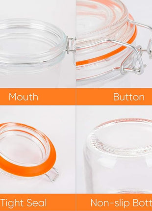 Encheng Glass Jars With Airtight Lids, 16 oz Glass Jars With Leak Proof Rubber Gasket,Wide Mouth Mason Jars With Hinged Lids For Kitchen Canisters,Glass Storage Containers 12 Pack