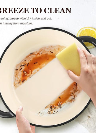 Overmont Enameled Cast Iron Dutch Oven - 5.5QT Pot with Lid Cookbook & Cotton Potholders - Heavy-Duty Cookware for Braising, Stews, Roasting, Bread Baking Graphite Gray