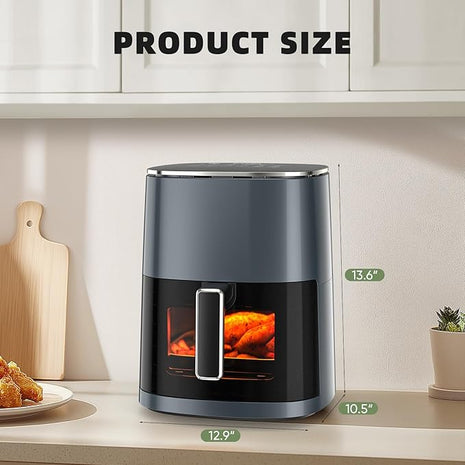 Elevon 6QT Large Air Fryer, 12-in-1 Digital Airfryer with Clear Window, Roast, Reheat, Dehydrate, Bake, Steam with 400F and More, Dishwasher Safe, Nonstick, Fit for Family of 2-5, Gray